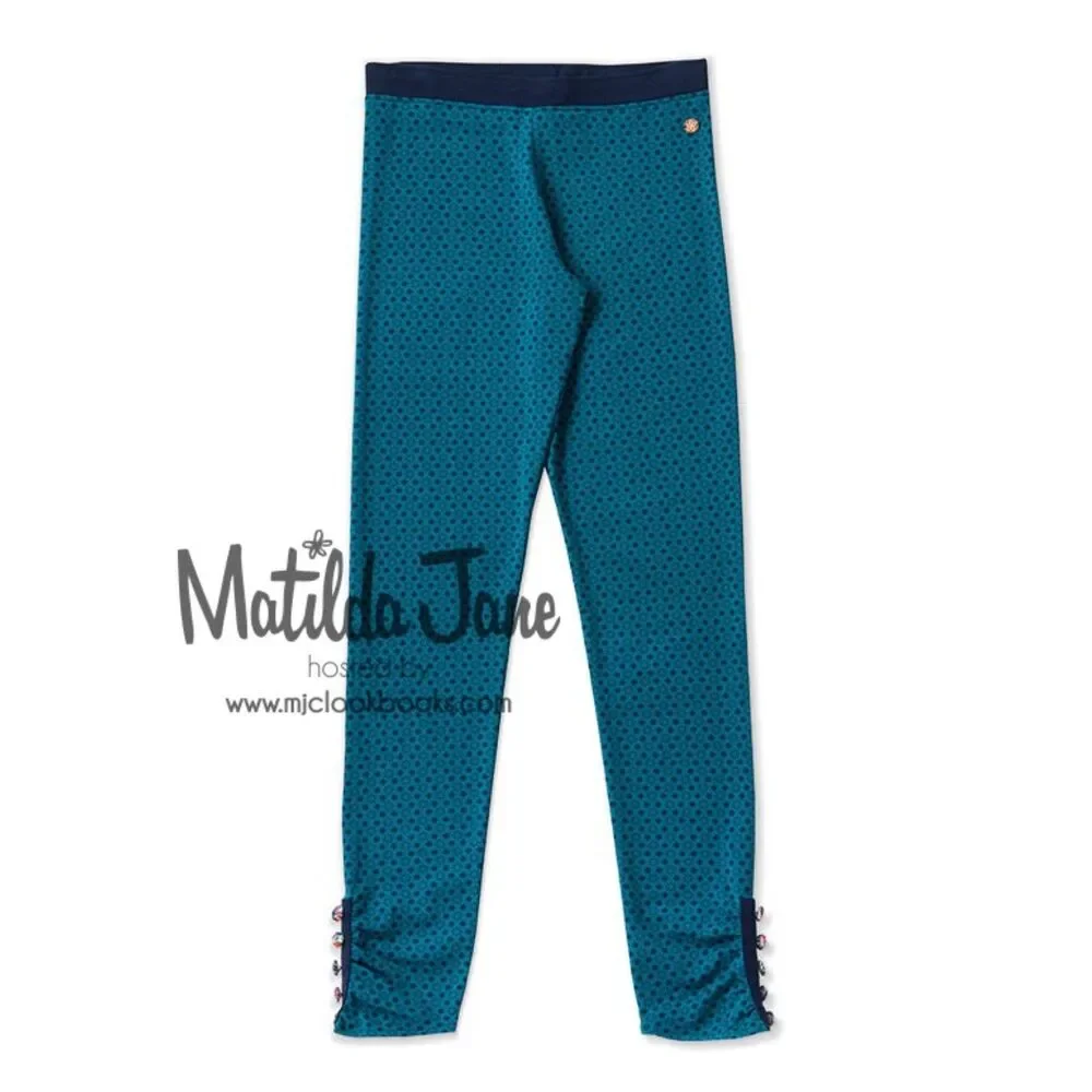 Matilda Jane 435 girls leggings 14 Birdie Navy blue Friends Forever pants floral